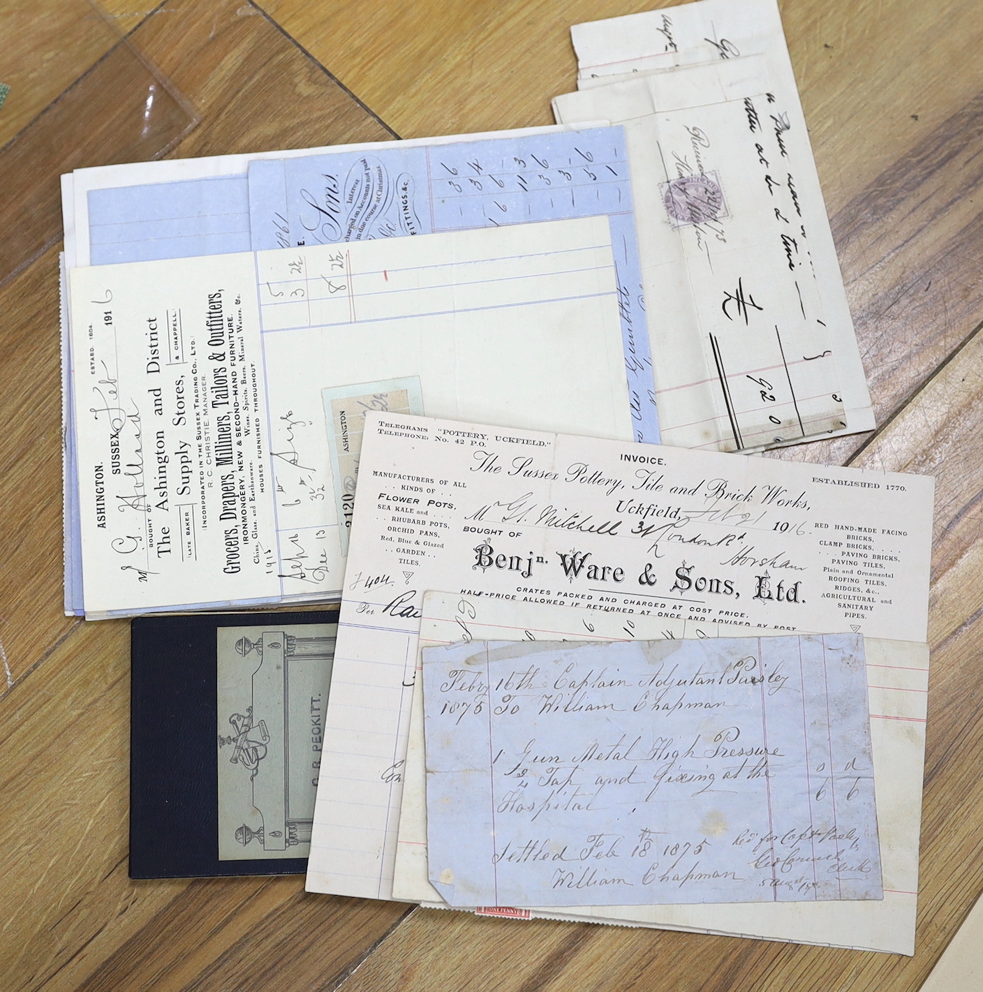 A collection Sussex and mainly Lewes related documents including; a copy of the Lewis and Brighthelmstone Pacquet newspaper, 1789, the Sussex weekly advertiser, 1822, etc, 19th and early 20th century, documents relating